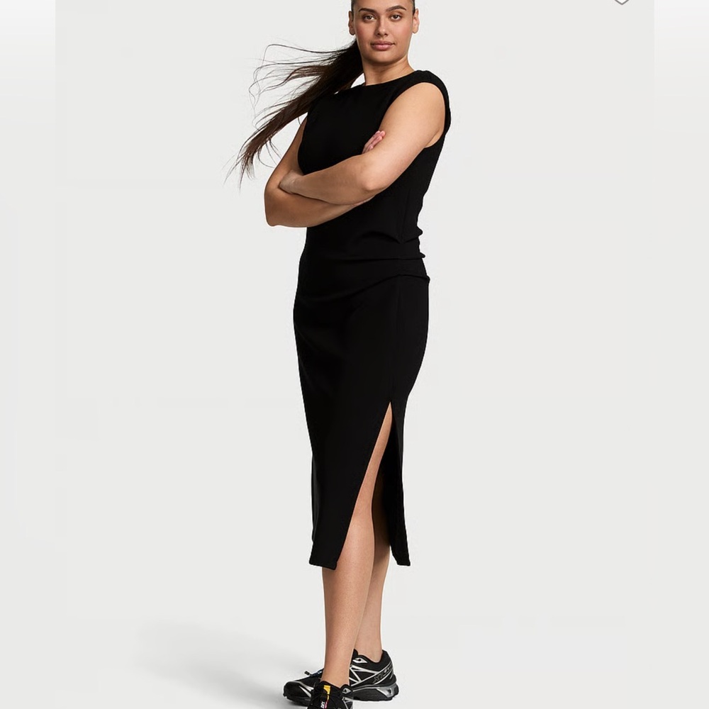 Victoria's Secret VSX MIDI Black Sleeveless Dress Med NWT